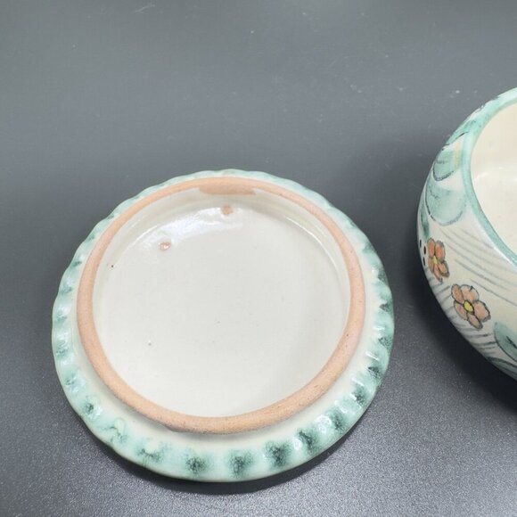 Mexico Pottery Folk Art Trinket Dish Jewelry Holder Container Jar Hand Made VTG - Picture 11 of 15